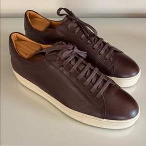 Reiss Finley Oxblood Leather Sneakers (EU 45, trees not included)
